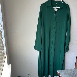 Elegant Green Shirt Dress